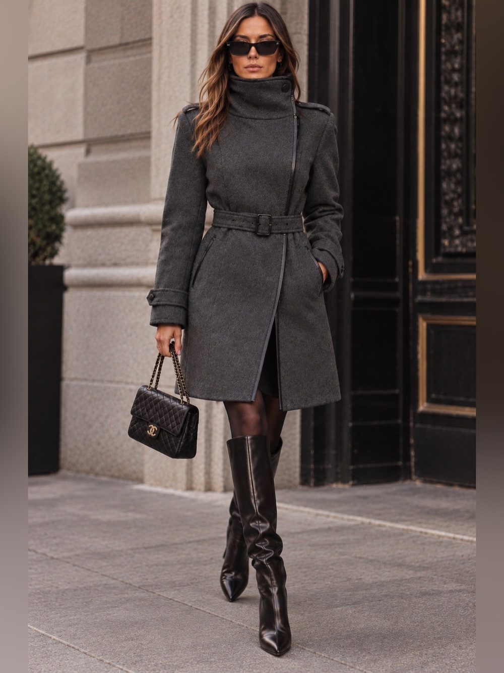 Burberry Brit "Waltford" Asymmetric Wool Coat